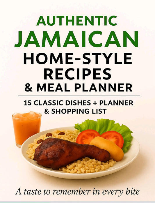 Authentic Jamaican Cookbook with 4 weeks meal planner & Shopping lists.